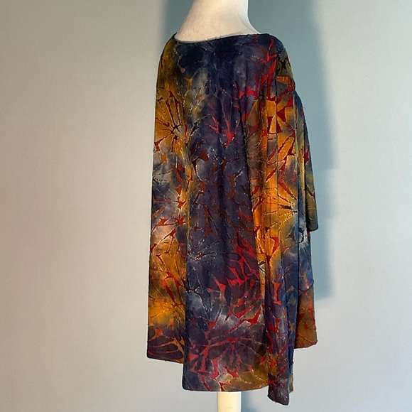 Attitudes by Renee XL Vibrant Fall Colors Scoop Neck Burnout Long Sleeves Blouse - Picture 11 of 16